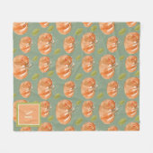 Monogram Fall Pumpkin Pattern Fleecedecke (Vorderseite (Horizontal))