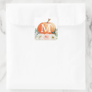 Monogram Fall Pumpkin-Umschlag Aufkleber