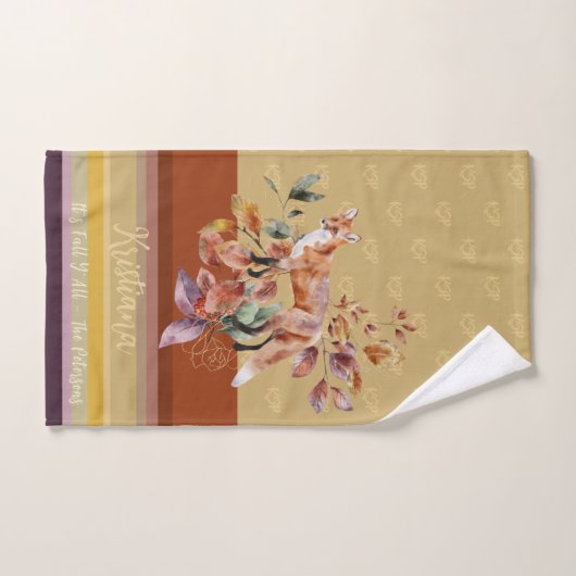 Monogram Fall Thema Fuchs und Blattwerk individuel Handtuch (Handtuch)