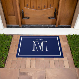 Monogram Familie Jahr Navy Blau Champagner Fußmatte