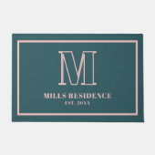 Monogram Familien-Gründungsjahr Türkis Rosé Pink Fußmatte (Vorderseite)