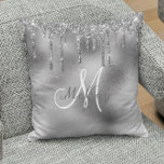 Monogram-Familienname für silberne Glitzer Kissen<br><div class="desc">Dieses Design wurde durch digitale Kunst erstellt, es kann personalisiert werden, indem Sie auf die Schaltfläche Anpassen klicken und einen Namen, Initialen oder Ihre Lieblingswörter ändern und hinzufügen. Kontaktieren Sie mich unter colorflowcreations@gmail.com , wenn Sie dieses Design für ein anderes Produkt haben möchten. Kaufen Sie meine originale abstrakte Acrylmalerei zum...</div>