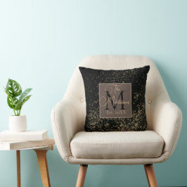 Monogram Familienname Gold Confetti Kissen
