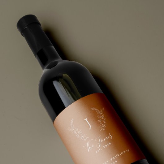 Monogram Familienname Klassische elegante Vorlage Weinetikett