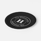 Monogram Familienname Mod BW Personalisiert Round Pappteller (Schrägansicht)