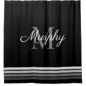 Monogram Familienname Moderne elegante Initialbuch Duschvorhang (Vorderseite)