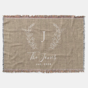 Monogram Familienname personalisiert rustikale Jut Decke