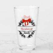 Monogram Familienname Red Black Wreath Bar Brillen Glas (Vorderseite)