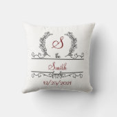 Monogram Familienname Wedding Brautparty Gift Kissen (Rückseite)