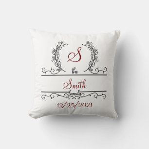 Monogram Familienname Wedding Brautparty Gift Kissen