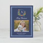 Monogram-Familienwappen Feiertagskarte (Stehend Vorderseite)