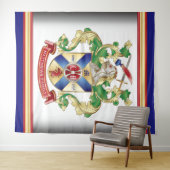 Monogram Familienwappen Ritter Schild Drachenschwe Wandteppich (Beispiel (Horizontal))