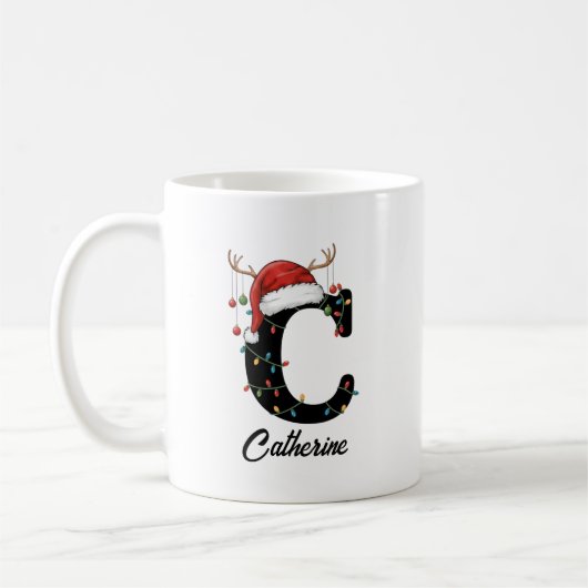 Monogram Family Christmas Antlers Weihnachtsmannmü Kaffeetasse (Links)