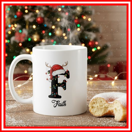 Monogram Family Christmas Antlers Weihnachtsmannmü Kaffeetasse