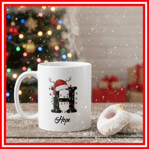 Monogram Family Christmas Antlers Weihnachtsmannmü Kaffeetasse