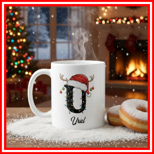Monogram Family Christmas Antlers Weihnachtsmannmü Kaffeetasse