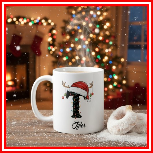 Monogram Family Christmas Antlers Weihnachtsmannmü Kaffeetasse