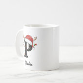 Monogram Family Christmas Antlers Weihnachtsmannmü Kaffeetasse (Vorderseite Links)