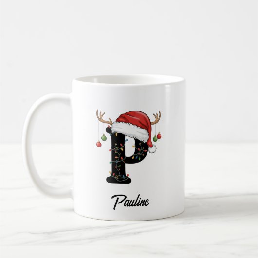 Monogram Family Christmas Antlers Weihnachtsmannmü Kaffeetasse (Links)