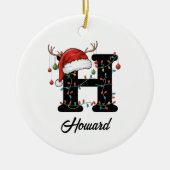 Monogram Family Christmas Antlers Weihnachtsmannmü Keramik Ornament (Vorne)