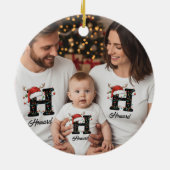 Monogram Family Christmas Antlers Weihnachtsmannmü Keramik Ornament (Hinten)