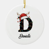 Monogram Family Christmas Antlers Weihnachtsmannmü Keramik Ornament (Vorne)