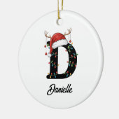 Monogram Family Christmas Antlers Weihnachtsmannmü Keramik Ornament (Links)
