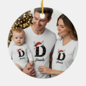 Monogram Family Christmas Antlers Weihnachtsmannmü Keramik Ornament (Hinten)