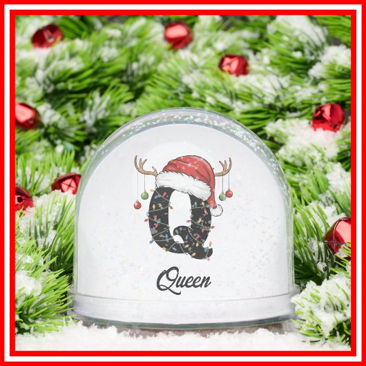 Monogram Family Christmas Antlers Weihnachtsmannmü Schneekugeln