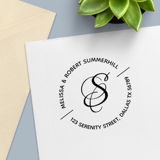 Monogram Family Coupe Round Address Permastempel