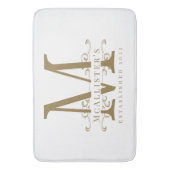 Monogram Family Elegant White and Gold Class Badematte (Vorderseite Vertikal)