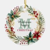 Monogram Family Erinnerungen Weihnachtsschrei Keramik Ornament (Vorne)