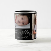Monogram Family Foto Collage Personalisiert Tasse (Zentrum)