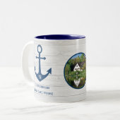 Monogram Family Lake House Living Zweifarbige Tasse (Vorderseite Links)