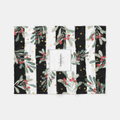 Monogram Family Modern Black Chic Winter Botanical Fleecedecke (Vorderseite (Horizontal))