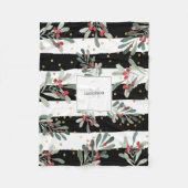 Monogram Family Modern Black Chic Winter Botanical Fleecedecke (Vorderseite)