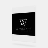 Monogram Family Modernes, elegantes Schwarzes Grau Acrylschild (Winkel)