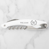 Monogram Family Name Laurel Wappen Kellnermesser (Rückseite)