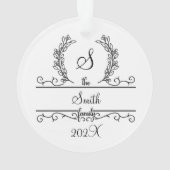 Monogram Family Name Script Schriftart Blätter Hol Ornament (Rückseite)