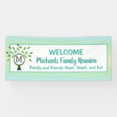 Monogram Family Tree Welcome Wiedersehen Aquamarin Banner (Horizontal)