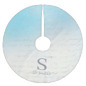 Monogram Family White Blue Muster Weihnachten Polyester Weihnachtsbaumdecke (Vorderseite)