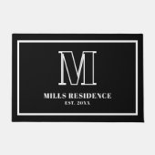 Monogram Family Year Established Black White Fußmatte (Vorderseite)