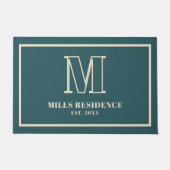 Monogram Family Year Established Teal Champagne Fußmatte (Vorderseite)