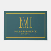 Monogram Family Year Established Teal Gold Fußmatte (Vorderseite)