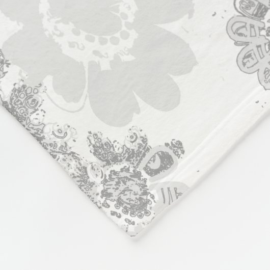 Monogram Fantasy-Fleece Grau und Weiß Fleecedecke (Ecke)