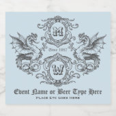Monogram Fantasy Mittelalterlicher Drachenrahmen V Bierflaschenetikett (Einzelnes Label)