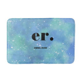 Monogram Fantasy Wasserfarbe Stilvoll Moderner Min Badematte