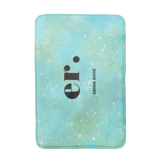 Monogram Fantasy Wasserfarbe Stilvoll Moderner Min Badematte (Vorderseite Vertikal)