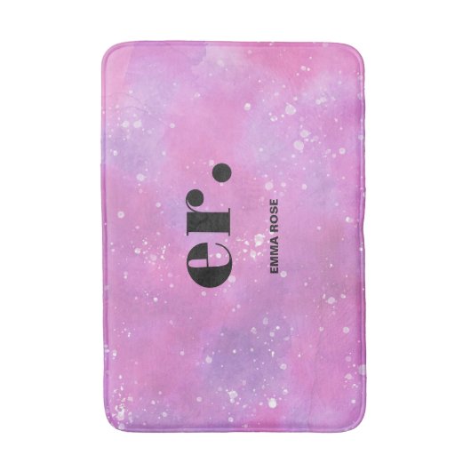 Monogram Fantasy Wasserfarbe Stilvoll Moderner Min Badematte (Vorderseite Vertikal)