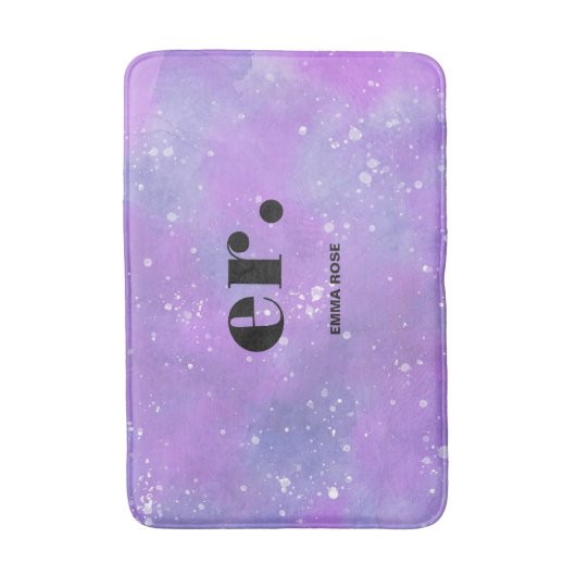 Monogram Fantasy Wasserfarbe Stilvoll Moderner Min Badematte (Vorderseite Vertikal)